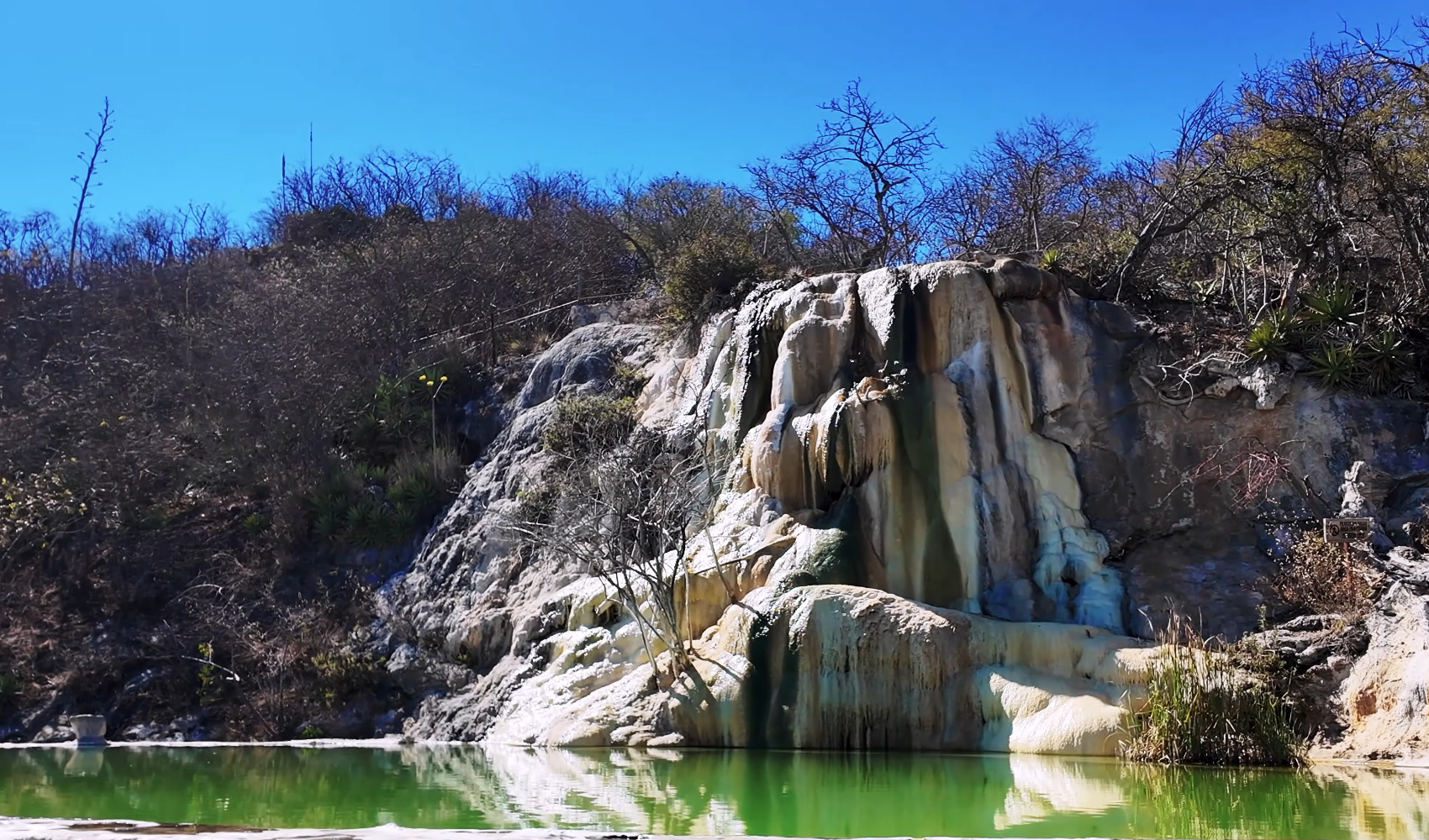 Mineral pool and rock formations at Hierve el Agua