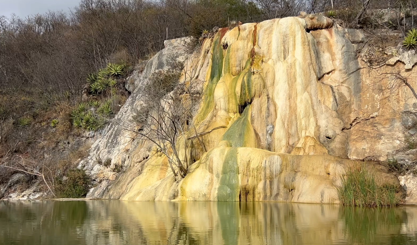 Mineral formations and pool at Hierve el Agua in Oaxaca